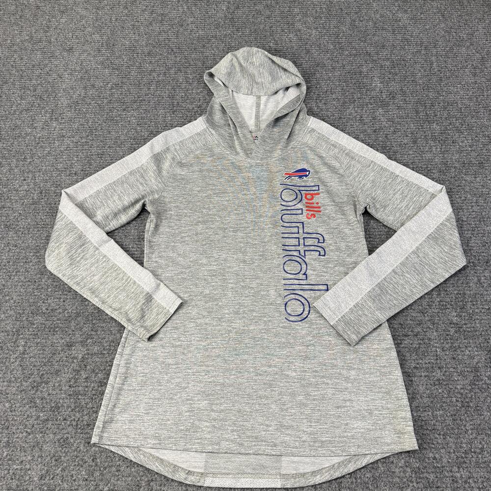 Buffalo Bills Hoodie Womens Large Gray NFL Football Majestic Cool Base Shirt